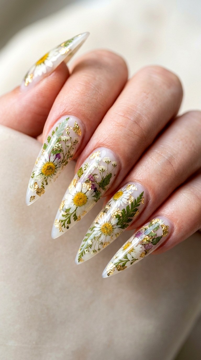 Pressed Floral Chaos Milk Bath - 29 Maximalist Spring Colorful Junk Nails