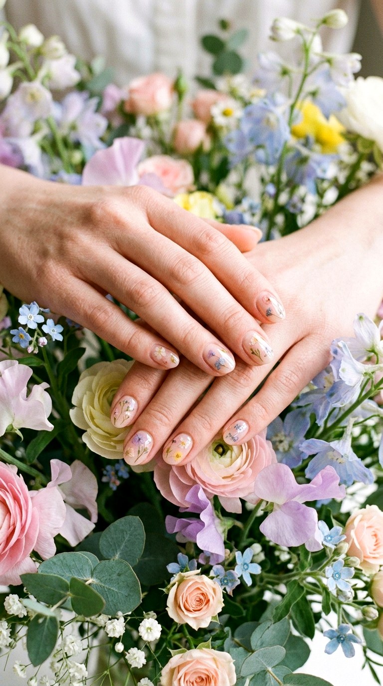 Pressed Flower Nails - 27 Viral Spring Nail Trends Everyone Is Obsessed With