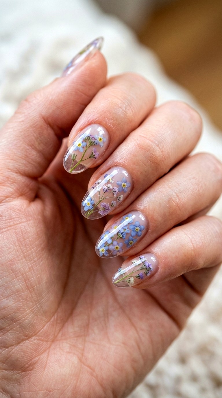 Pressed Flower Transparency - 29 Subtle Spring Multicolor Nails
