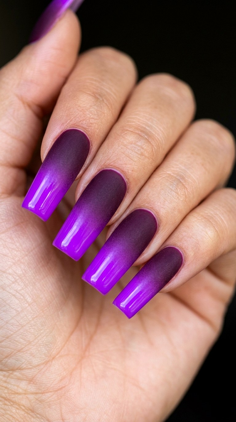 Punchy Plum to Neon Violet - 23 Neon Summer Ombre Nails