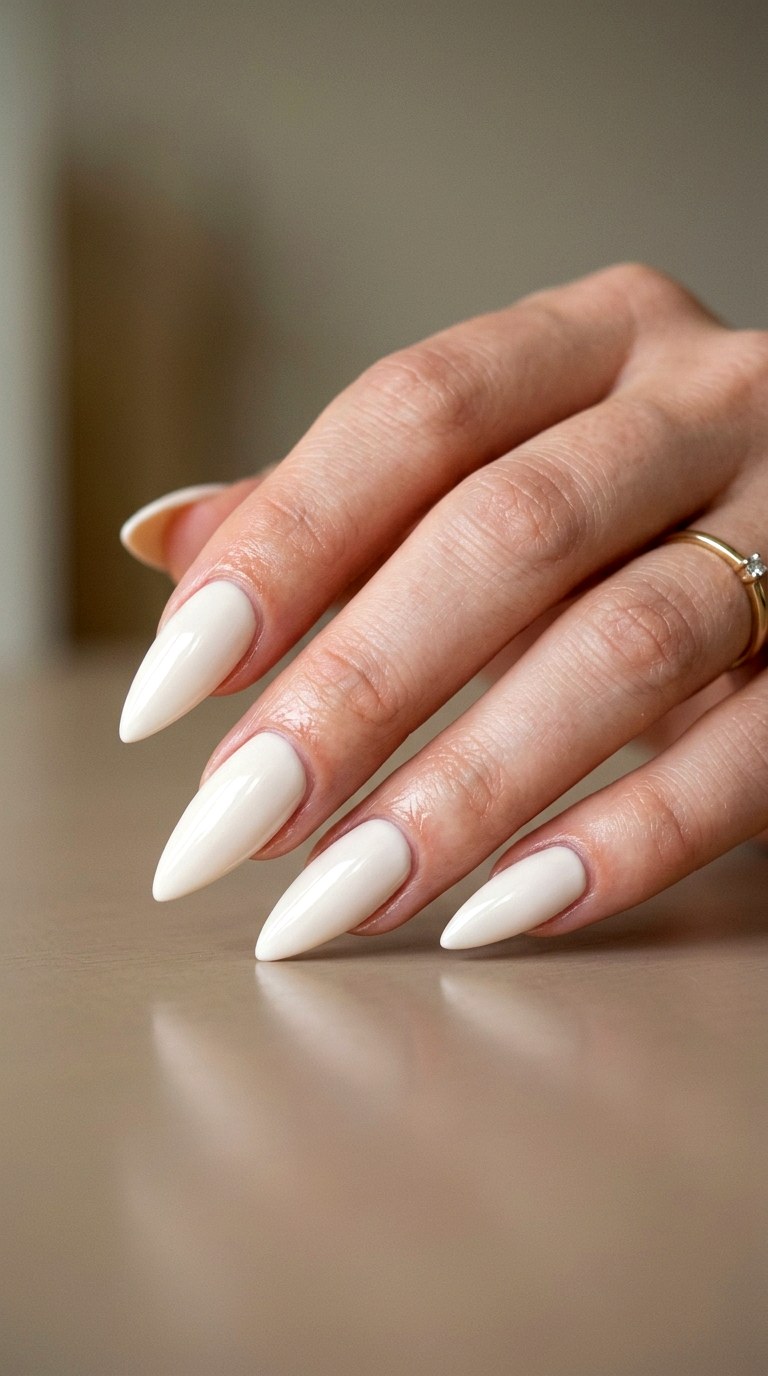 Pure Cloud Dancer White - 30 High-Fashion Spring Stiletto Nails