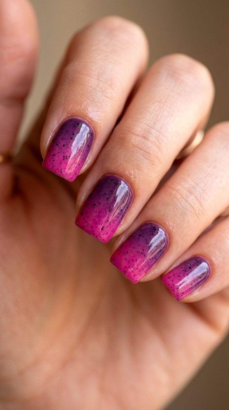 Purple Pink Gradient with Speckled Texture - 29 Festive Spring Multicolor Acrylic Nails