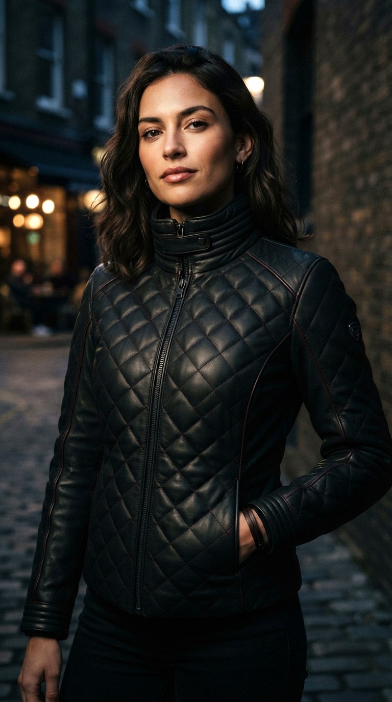 Quilted Leather high collar jacket - 30 high collar jacket