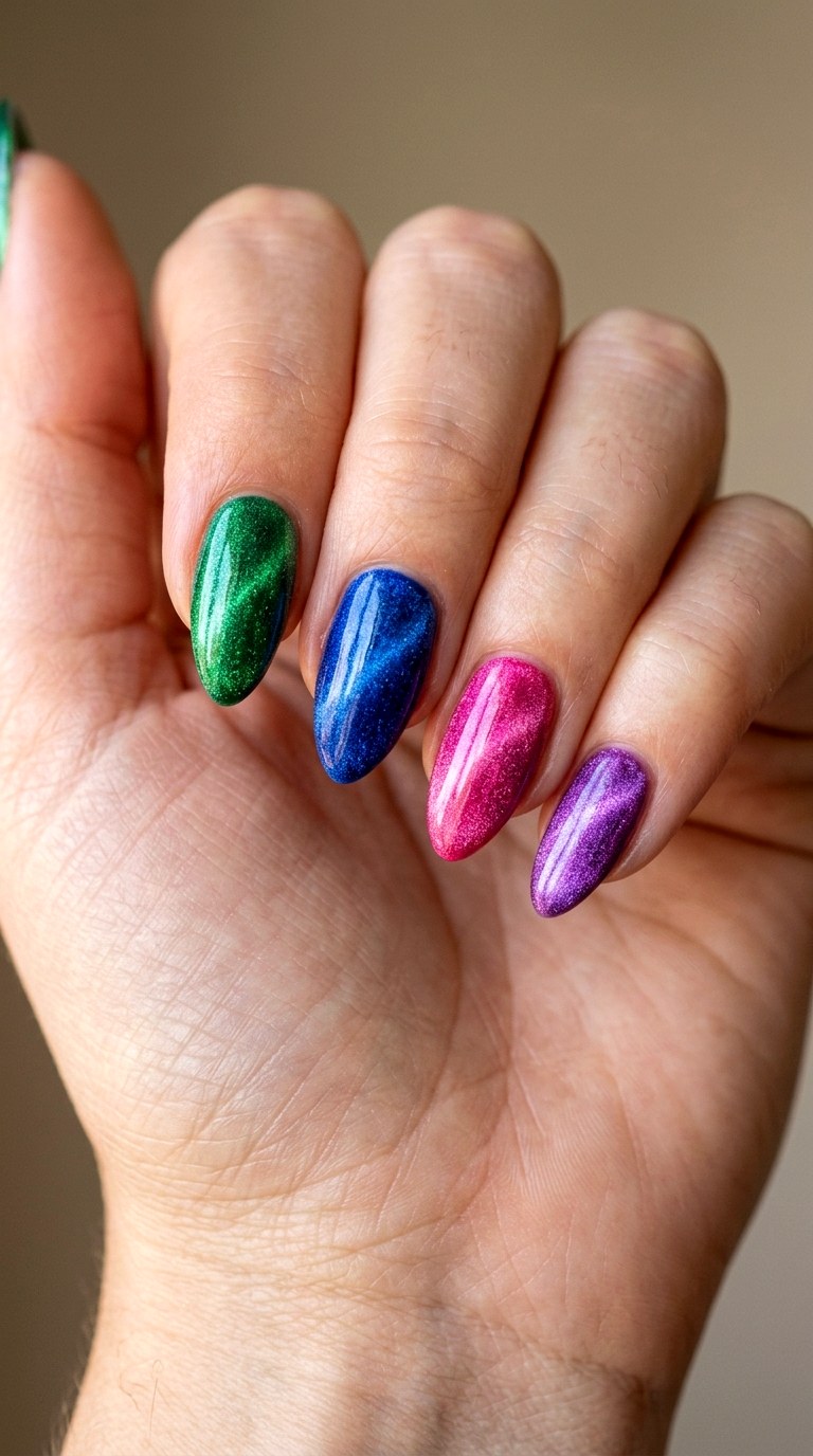 Rainbow Cat Eye Velvet Fusion - 23 Bright Spring Multicolor Nails