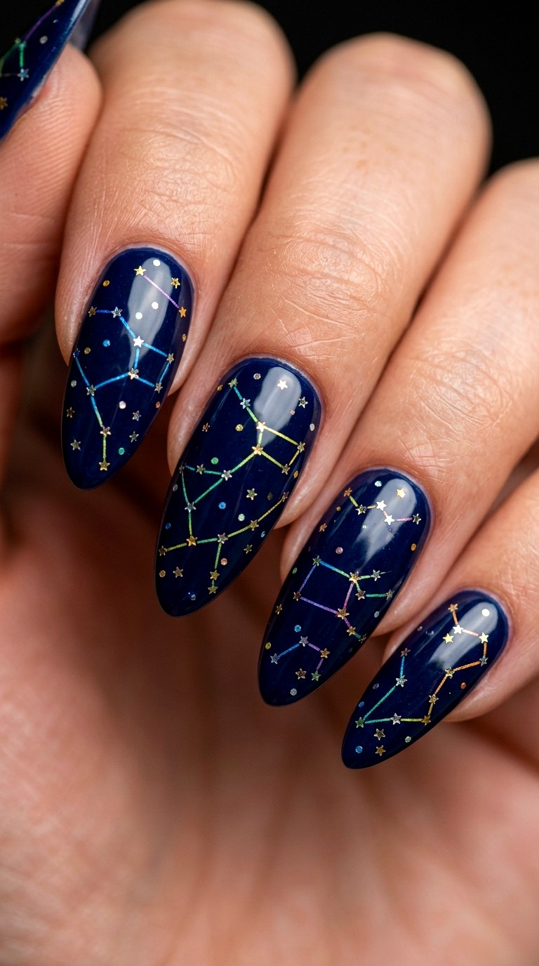 Rainbow Constellation Star Mapping - 26 Rainbow Spring Multicolor Acrylic Nails