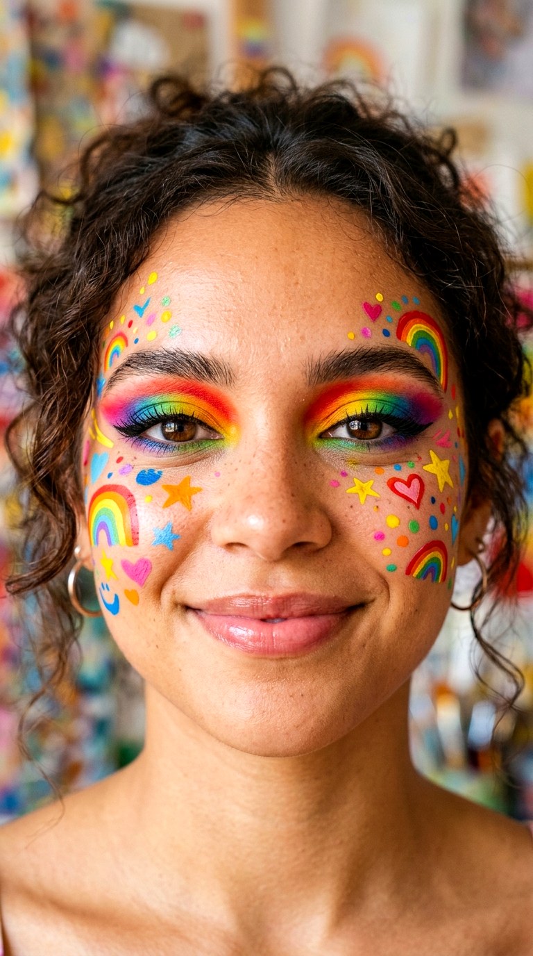 Rainbow Doodle Face Art - 23 silly makeup