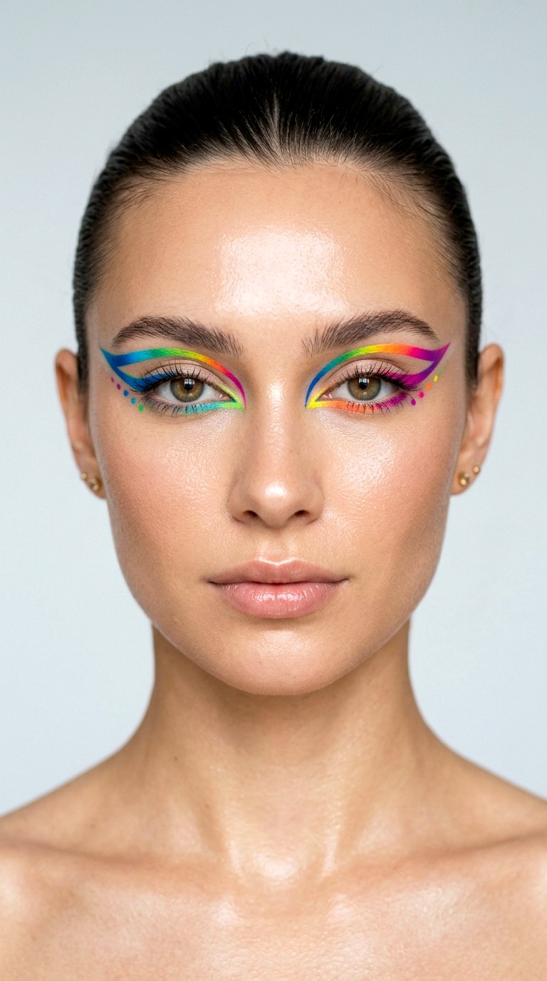 Rainbow Graphic Liner - 26 makeup idea creative