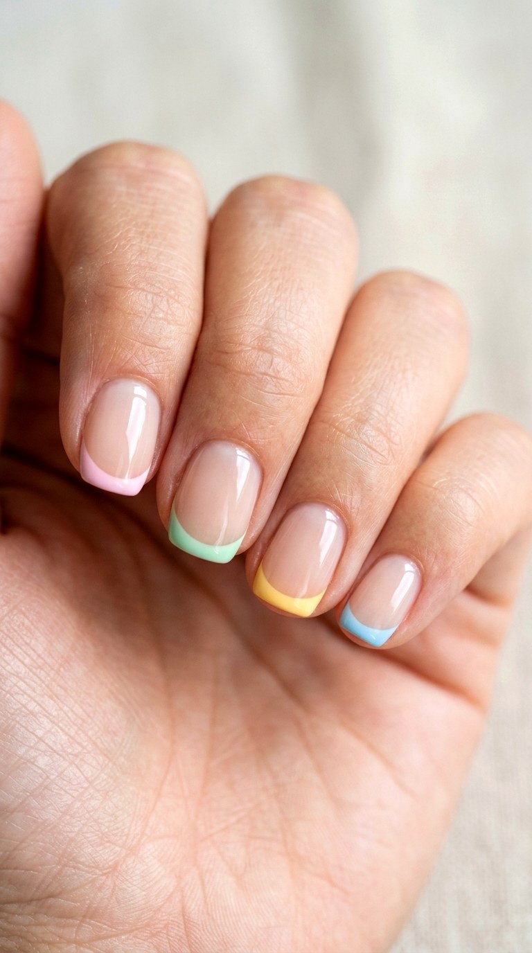 Rainbow Pastel French Tips - 27 Cute Spring Color Street Nails