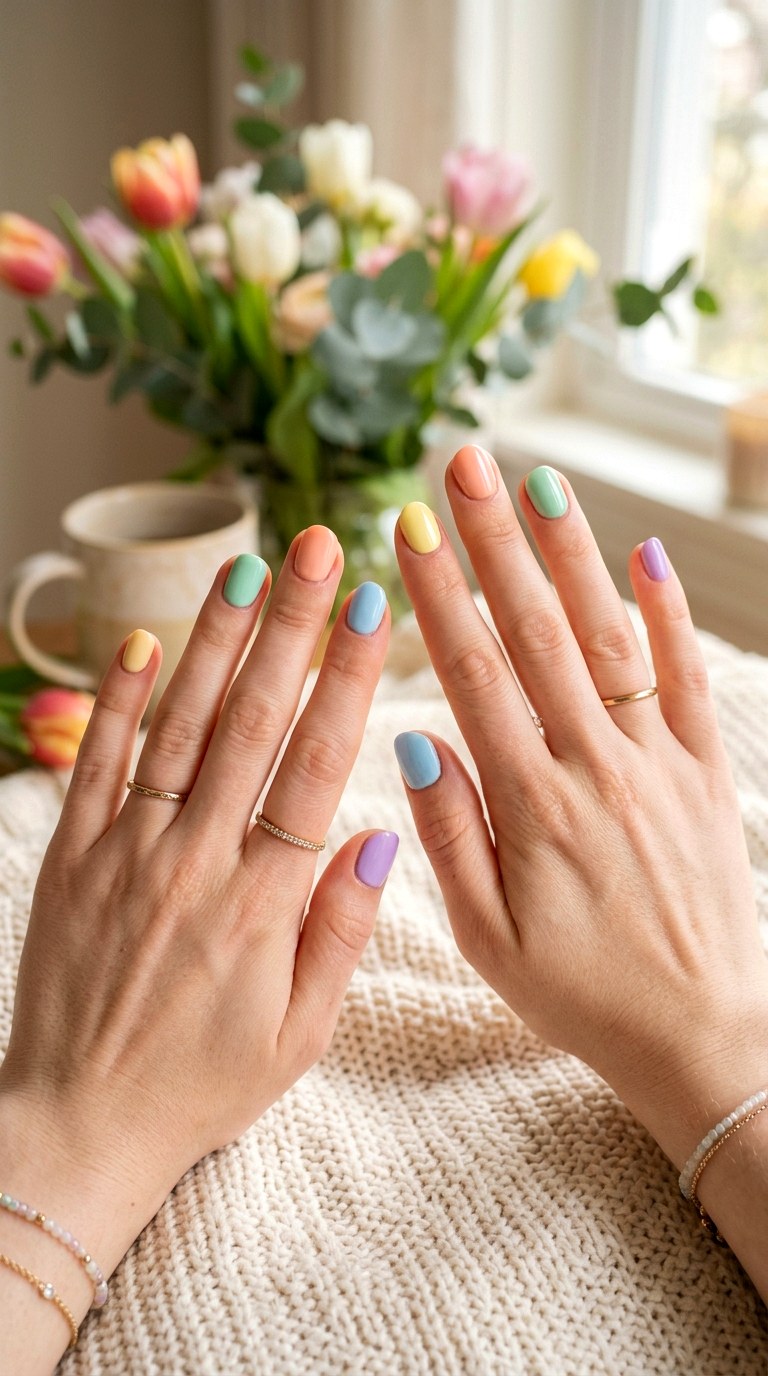 Rainbow Pastel Nails - 25 Fresh Spring Nail Colors & Designs You’ll See Everywhere in 2026
