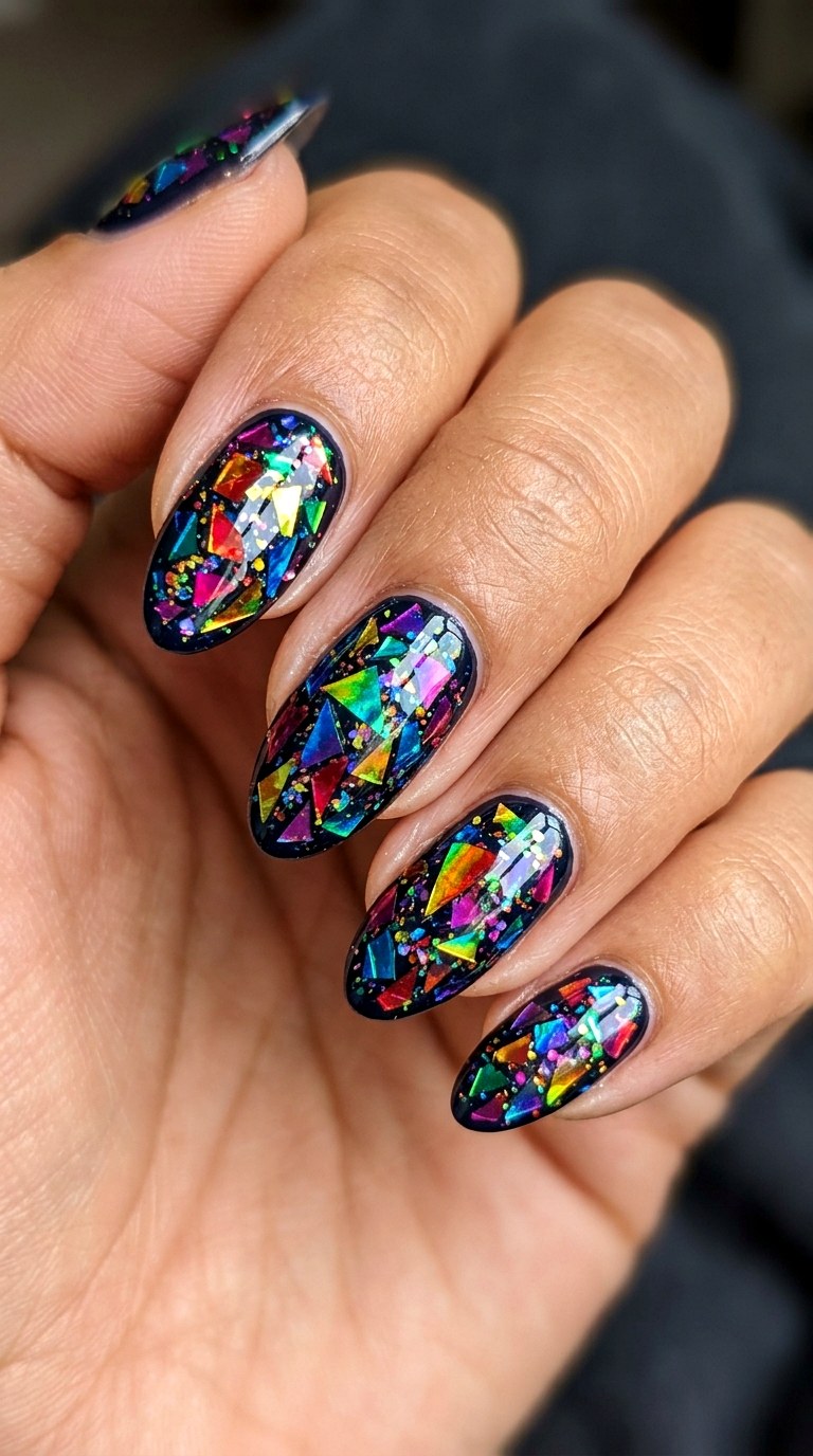 Rainbow Shattered Glass - 24 Eclectic Spring Colorful Junk Nails