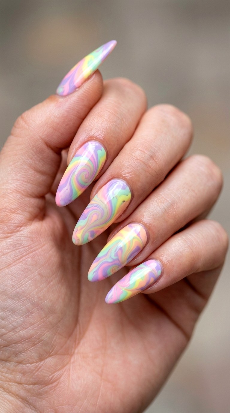 Rainbow Tie Dye Pastels - 24 Fresh Spring Acrylic Nails