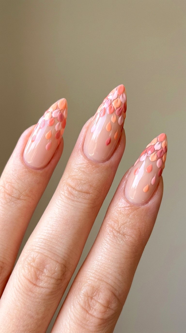 Raining Petal French Tips - 28 Botanical Spring Stiletto Nails