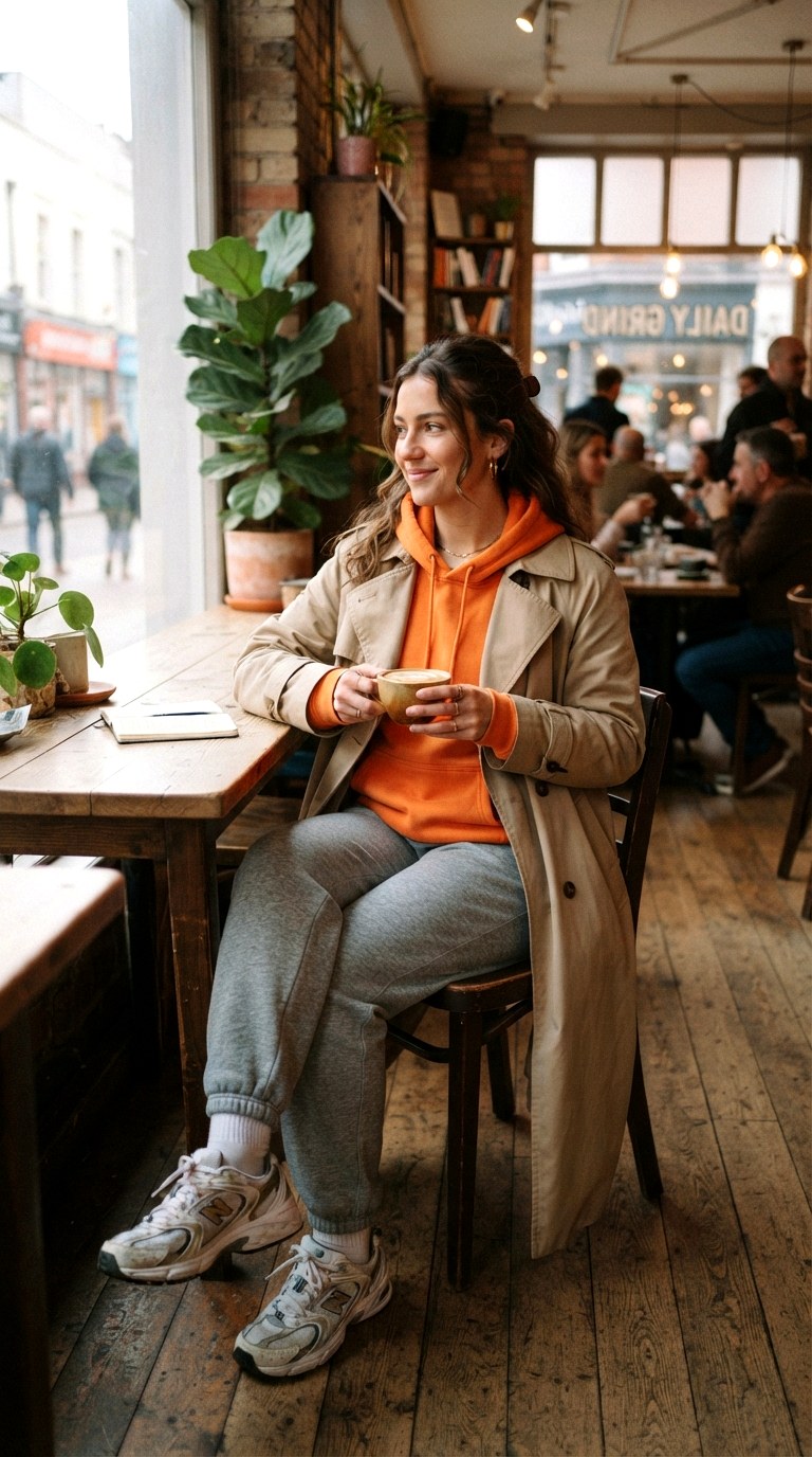 Relaxed Gray Marled Sweatpants - 27 orange top outfit