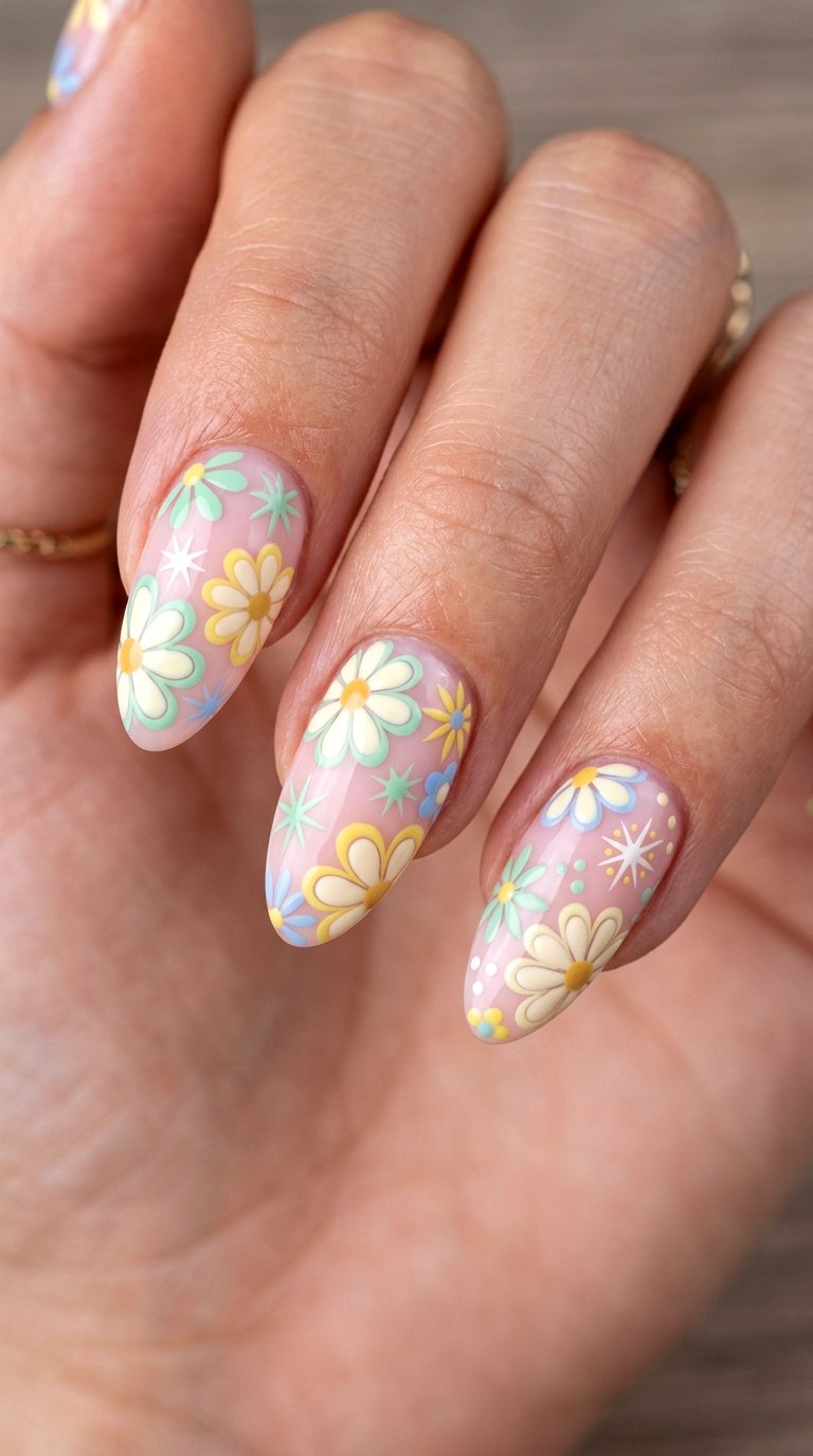 Retro s Flower Power - 27 Charming Spring Acrylic Nails