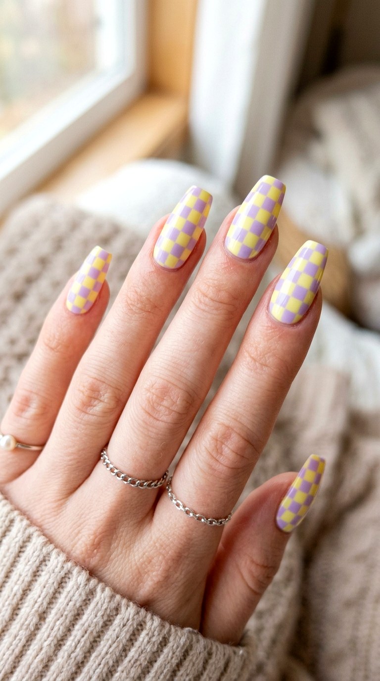 Retro Checkerboard Pastels - 30 Vibrant Spring Color Street Nails