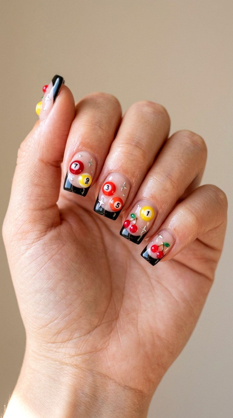 Retro Pool Hall Graphic Mix - 29 Artsy Spring Colorful Junk Nails