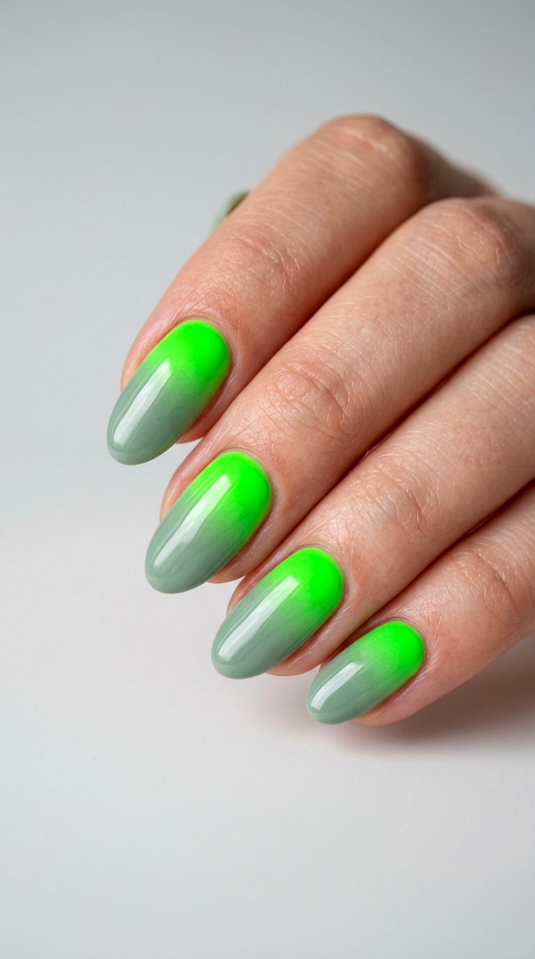 Reverse Ombre Neon Green Cuticles - 23 Neon Summer Ombre Nails