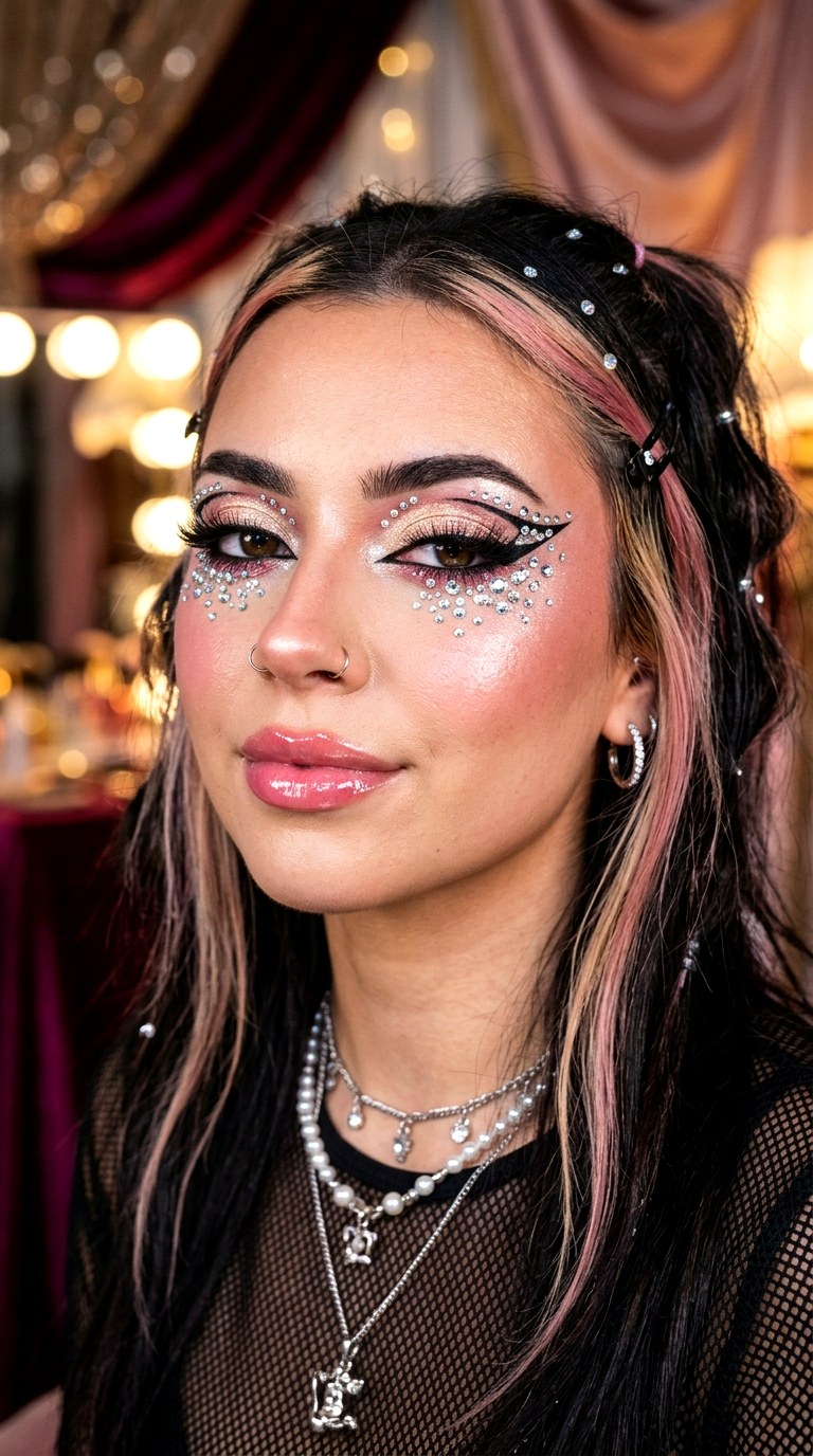 Rhinestone Accent Makeup - 29 e girl makeup