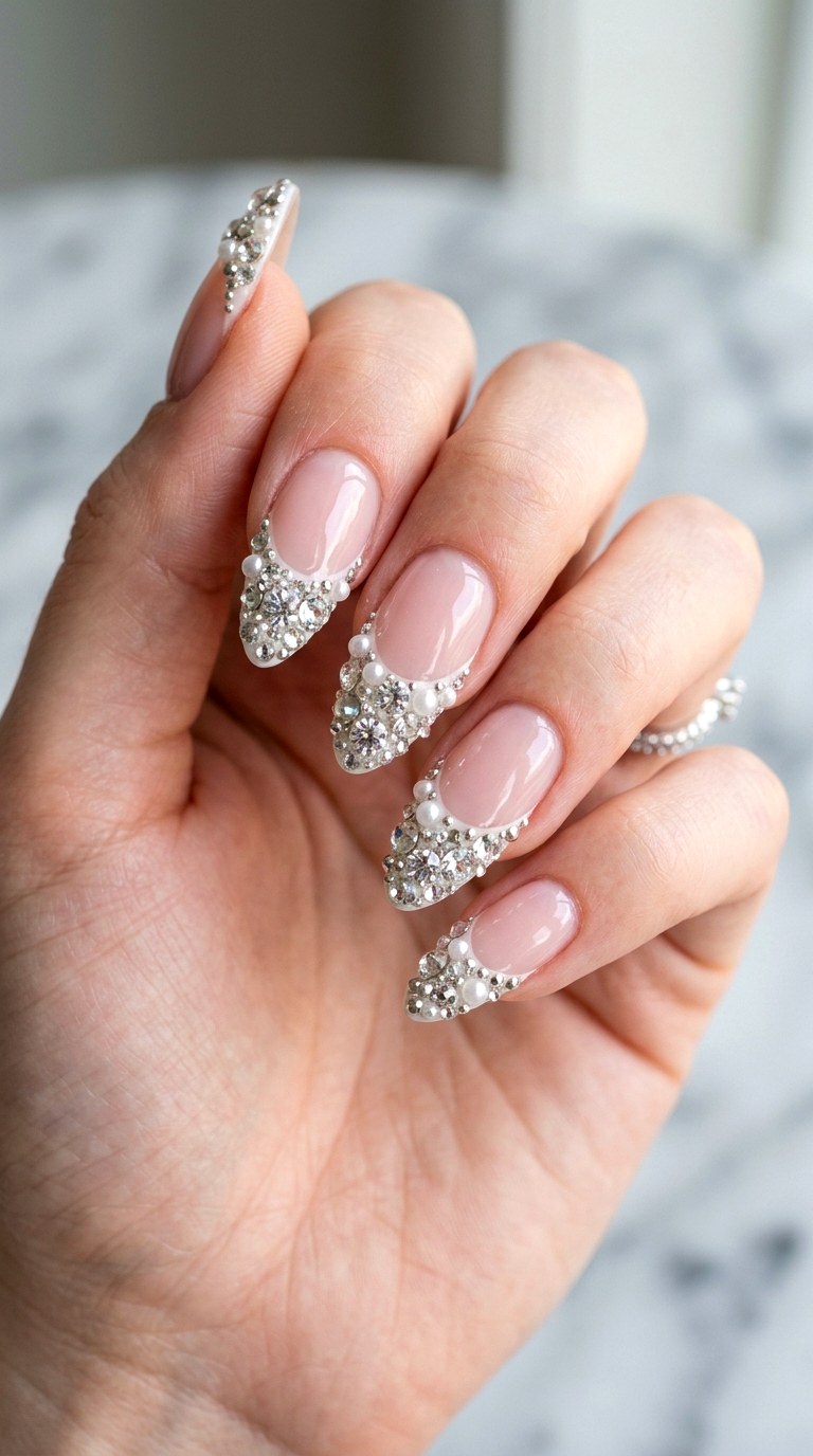Rhinestone French Tip Overload - 29 Maximalist Spring Colorful Junk Nails