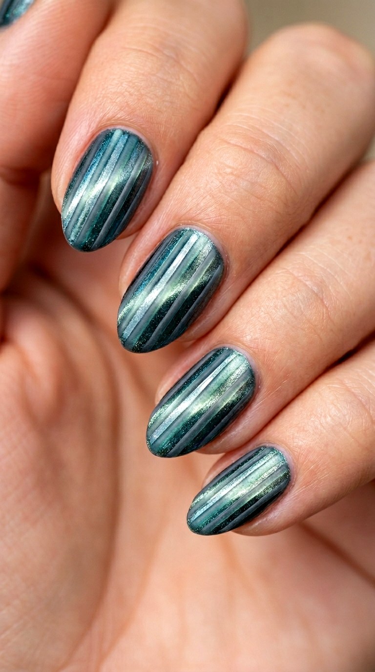 Ribbed Texture Cat Eye Illusion - 29 Artsy Spring Colorful Junk Nails