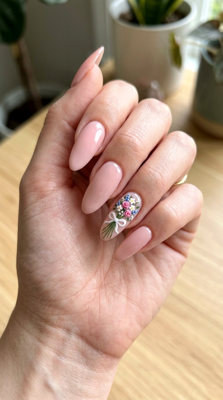 Ribbon Tied Bouquet Accents - 26 Floral Spring Acrylic Nails