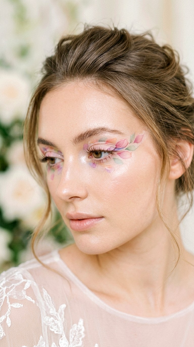 Romantic Watercolor Floating Petals - 22 Floating Petal Spring Eyeliner Dreamy Detached Shapes Inspired by Blooming Garden Energy