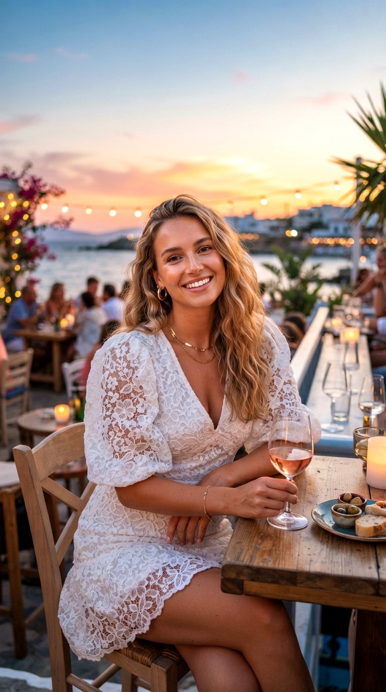 Romantic White Lace Mini Dress - 27 beach outfit ideas