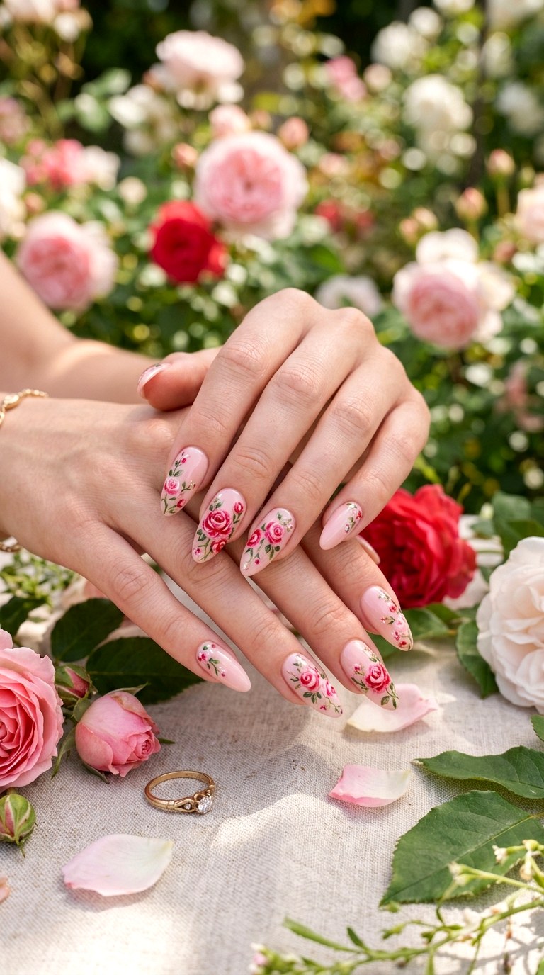 Rose Garden Nails - 30 Floral Spring Nail Designs That Are Perfect for the Season