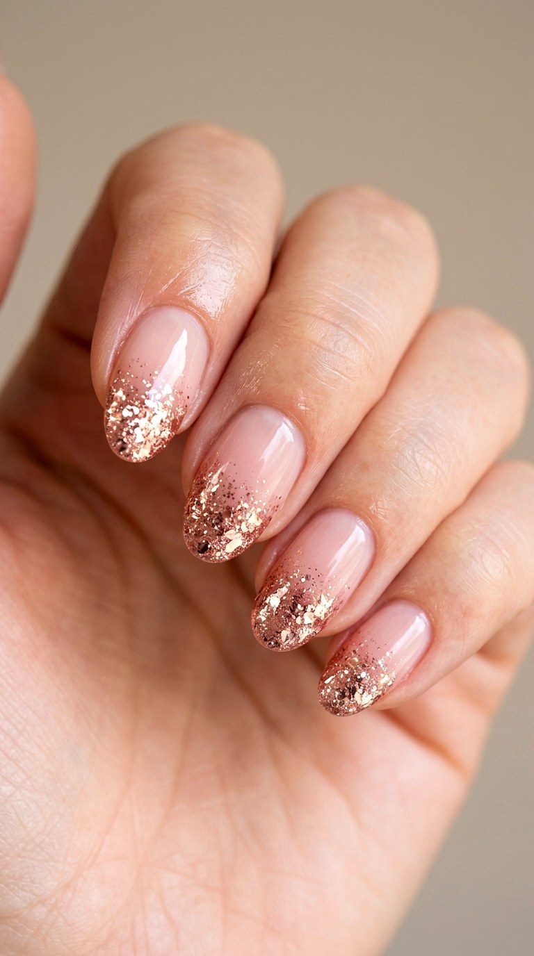 Rose Gold Dusted Tips - 30 Dreamy Spring Ombre Nails