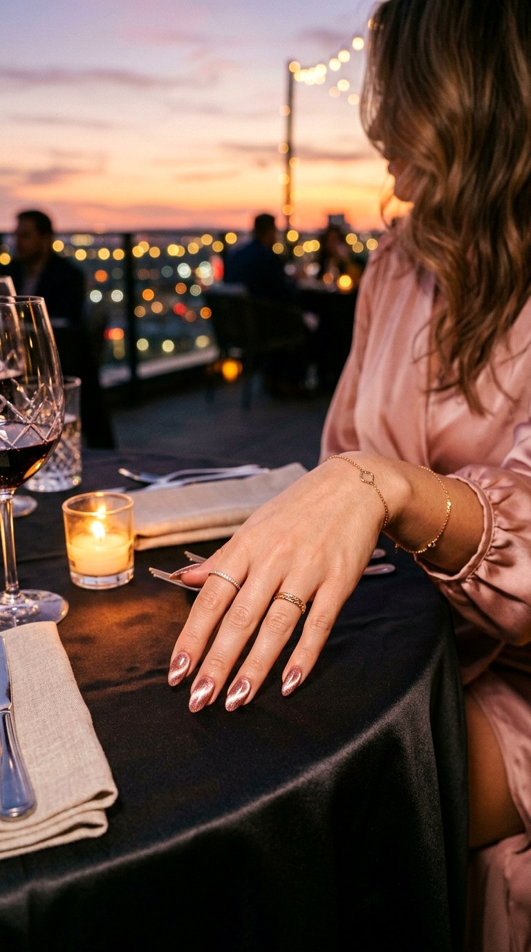 Rose Gold Swirl Cat Eye Nails - 21 Summer Swirl Cat Eye Nails Ideas