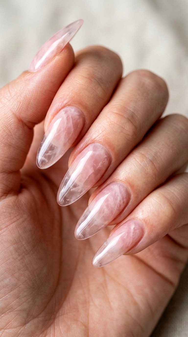 Rose Quartz to Crystal Clear - 24 Light Spring Ombre Nails