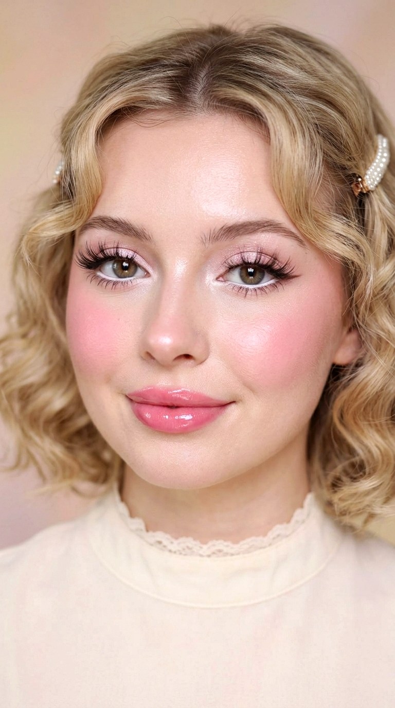 Rosy Doll Makeup Look - 28 Romantic Rosy Makeup Aesthetics