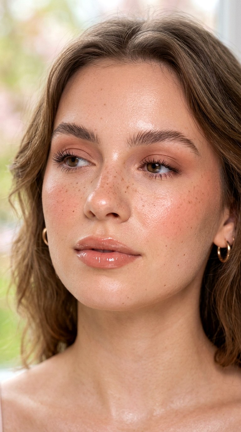 Rosy Nude Makeup with Faux Freckles - 23 Rosy Nude Makeup Aesthetics