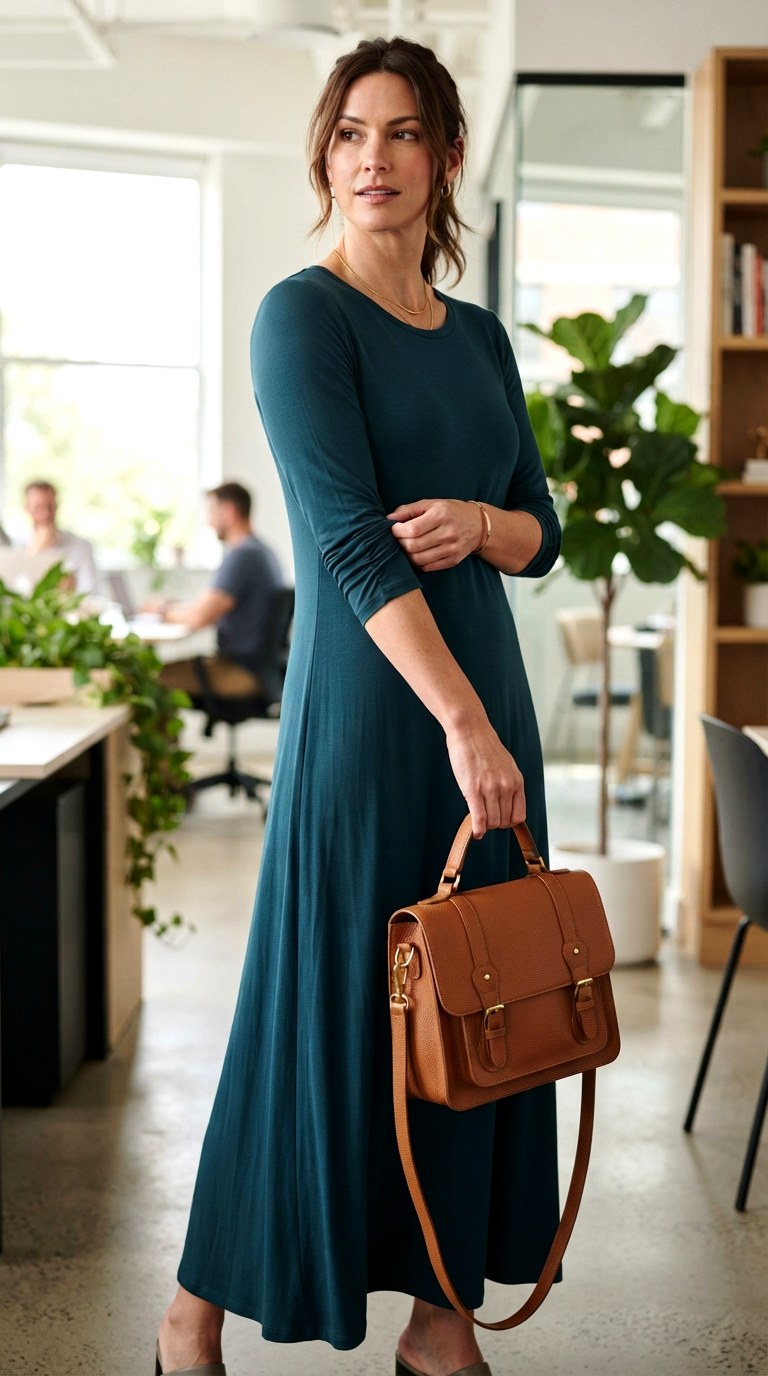 Round Neck Three Quarter Sleeve - 24 simple maxi dress