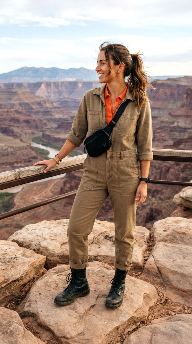 Safari Utility Jumpsuit Combo - 25 orange polo shirt outfit