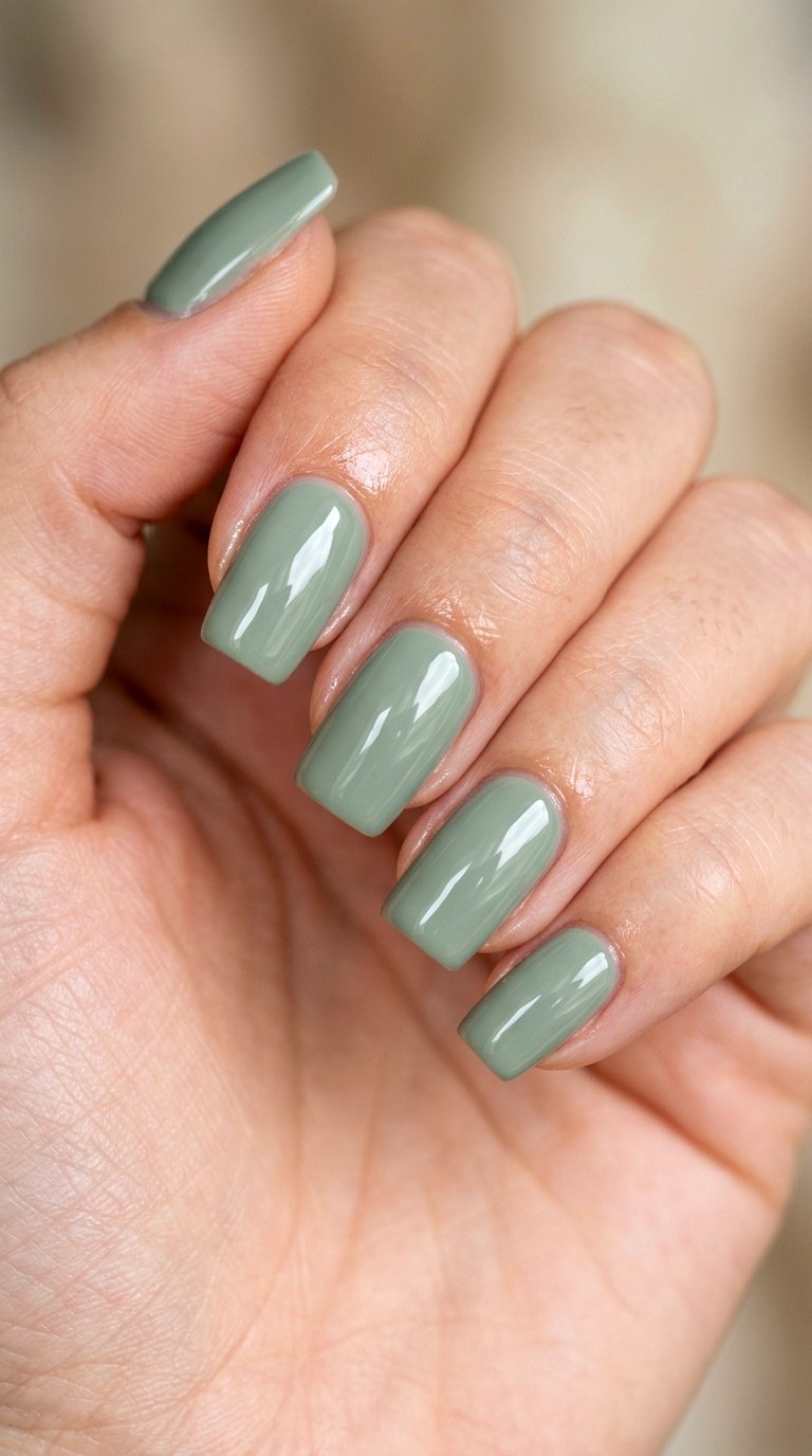 Sage Green Minimalism - 30 Professional Spring Acrylic Nails