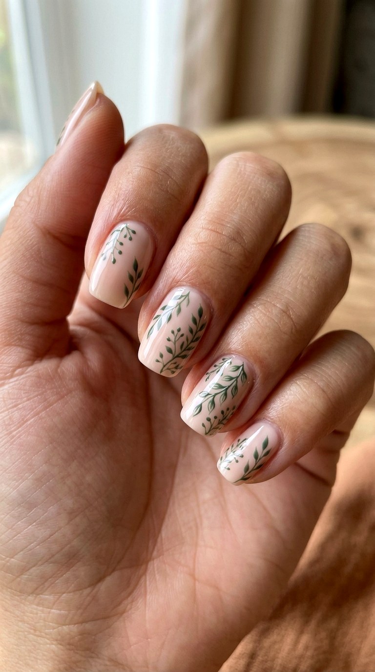 Sage Green Minimalist Foliage - 24 Flawless Spring Color Street Nails
