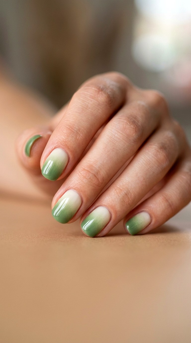 Sage Green Natural Ombre - 23 Soft Spring Ombre Nails