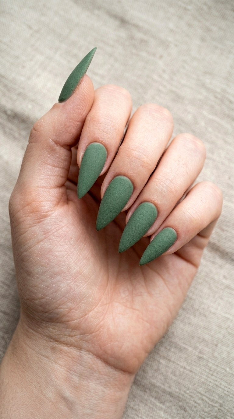 Sage Green Serenity - 30 High-Fashion Spring Stiletto Nails