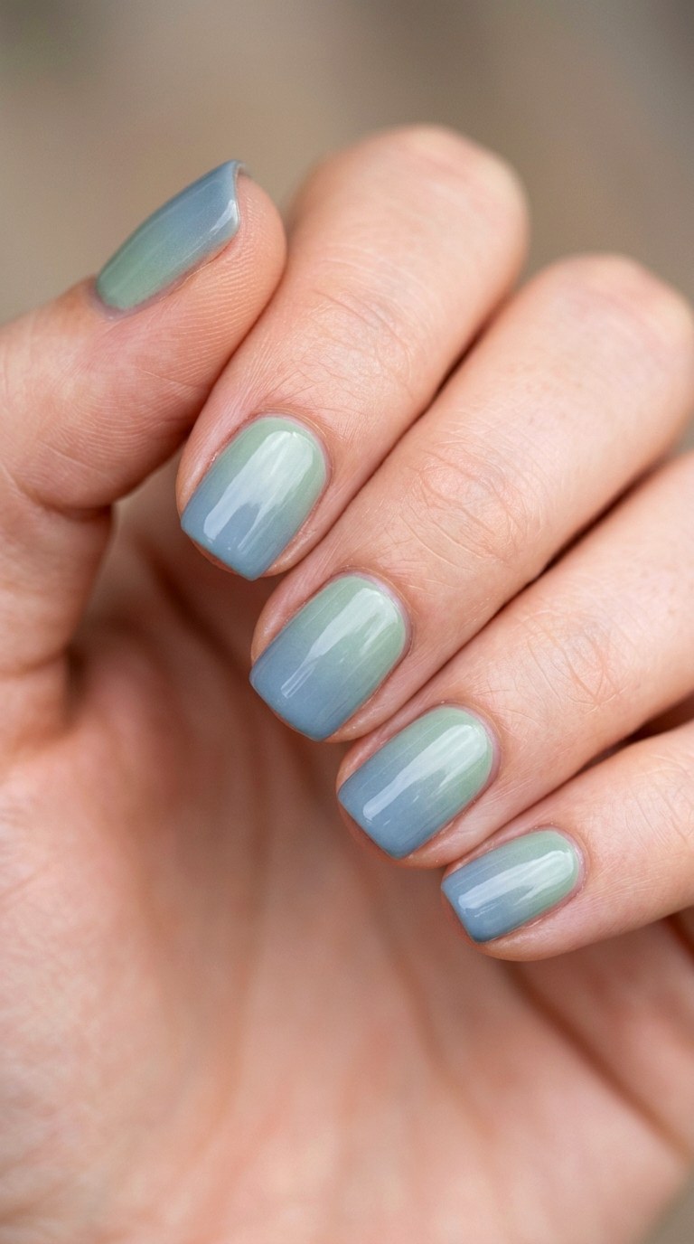Sage Green to Dusty Blue - 30 pastel spring ombre nails