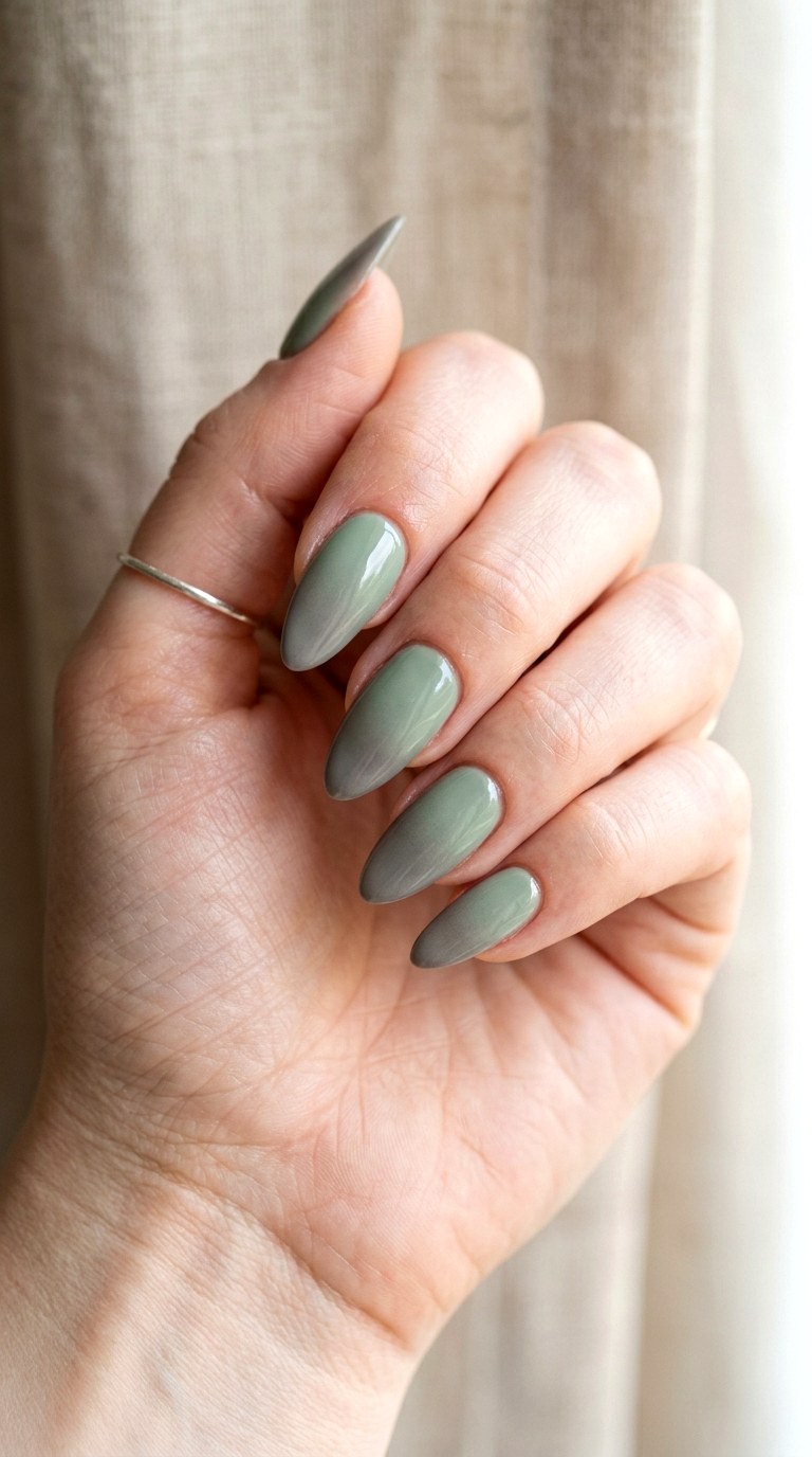 Sage Green to Earthy Stone - 24 Light Spring Ombre Nails