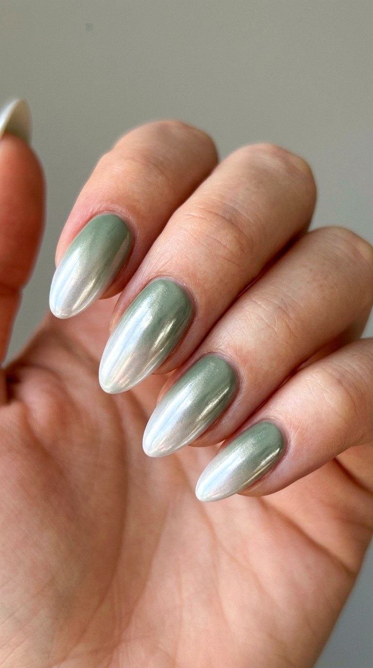 Sage Green to Silver Chrome - 30 Dreamy Spring Ombre Nails