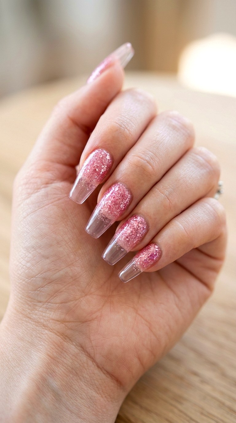 Sakura Blossom Pink to Translucent Tip - 28 Seamless Spring Ombre Nails