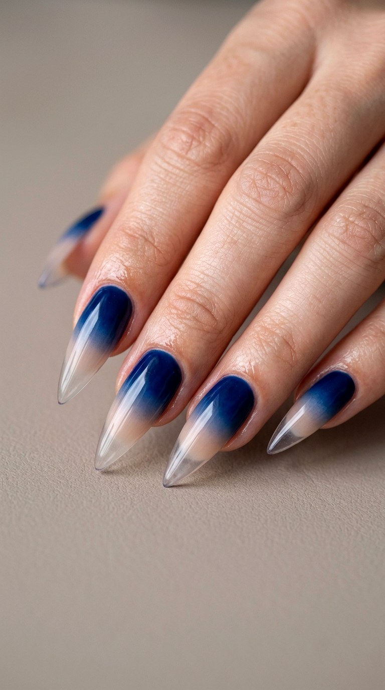 Sapphire Ombre Fade - 30 High-Fashion Spring Stiletto Nails