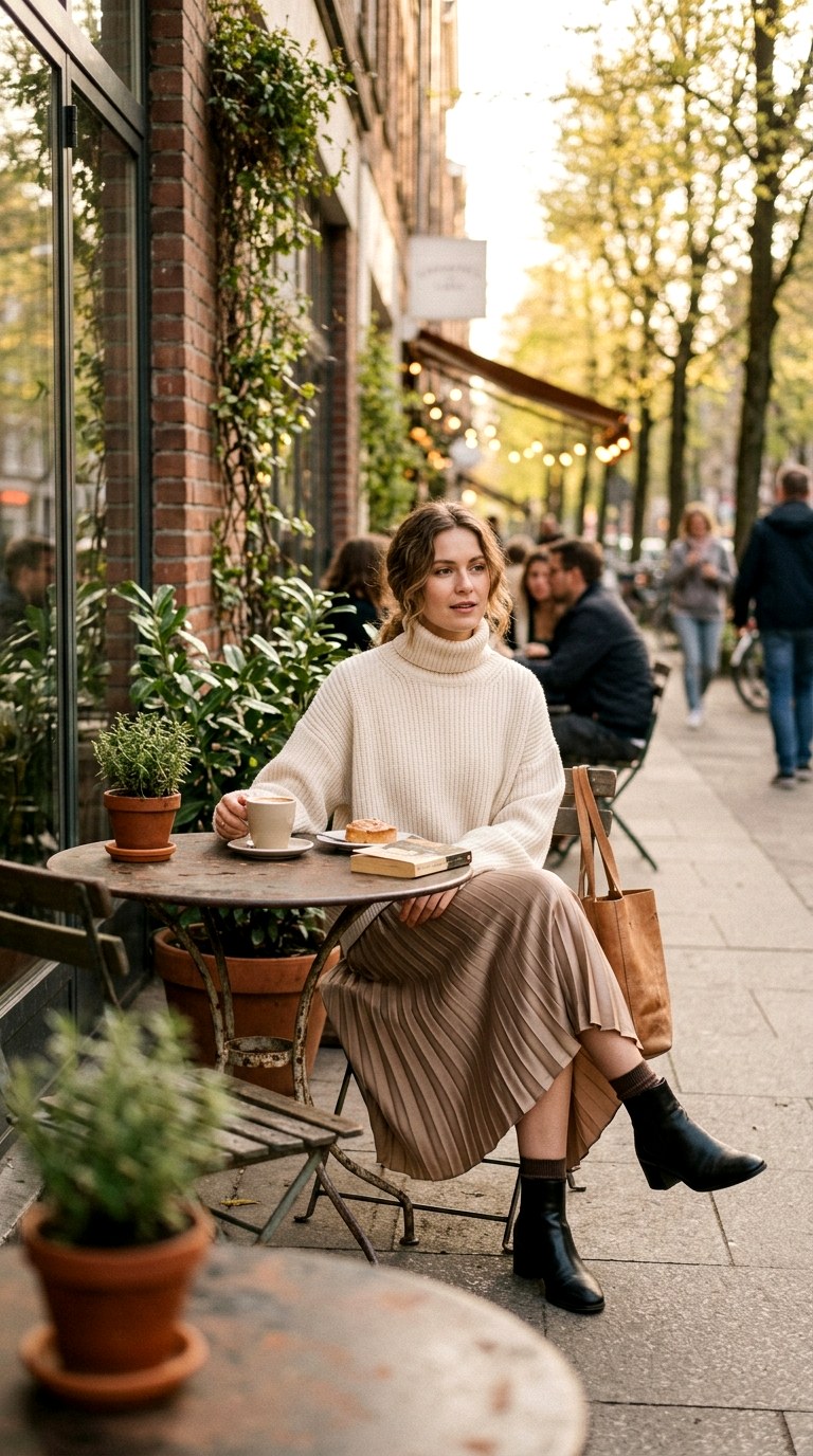 Satin Skirt with Oversized Sweater - 24 Beautiful Spring Outfit Inspirations 2026 for a Fresh New Look