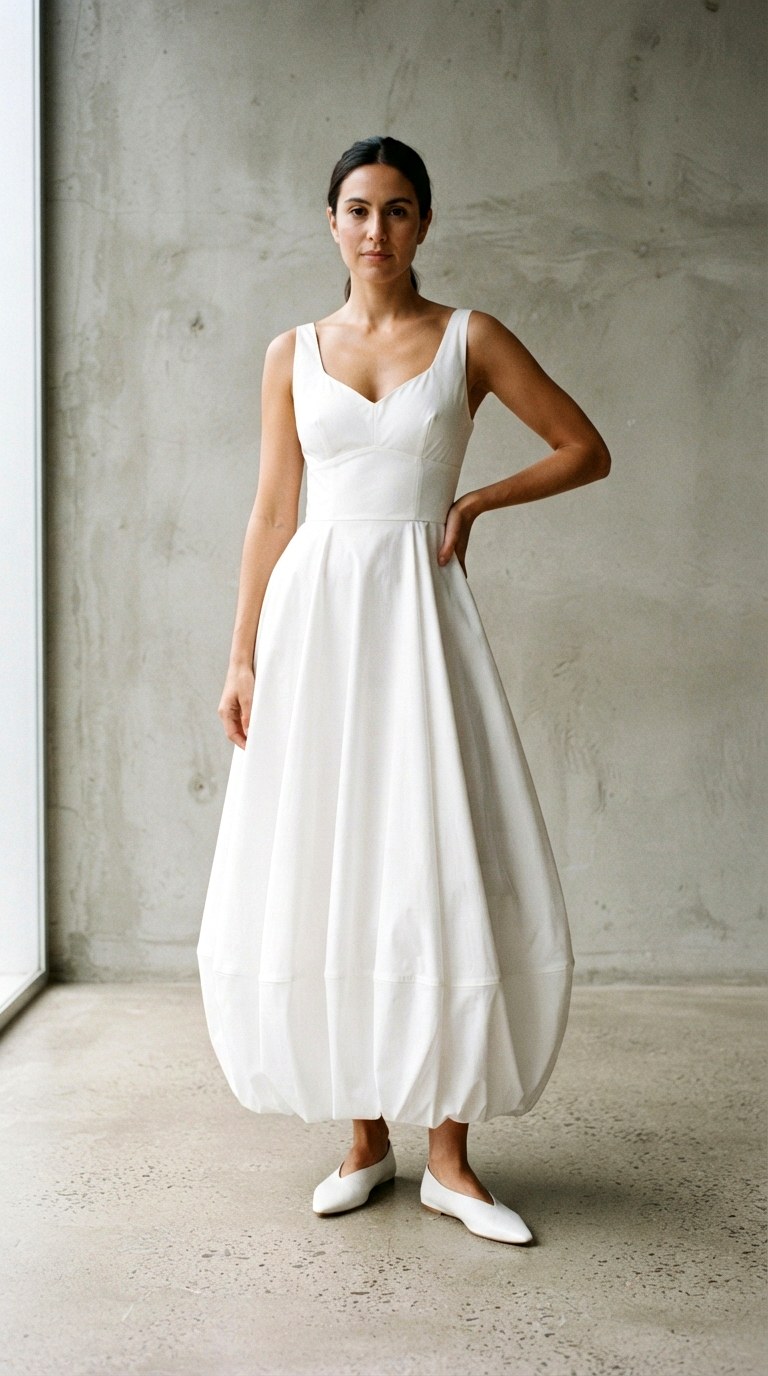 Sculptural Bubble Hem Silhouette - 26 spring maxi dress