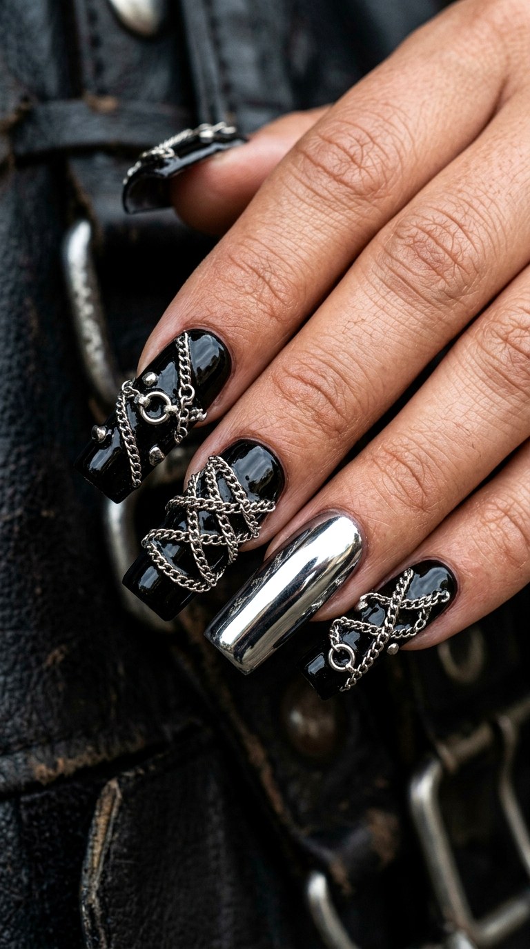 Sculptural Chain Link Grunge - 27 Festival Spring Colorful Junk Nails