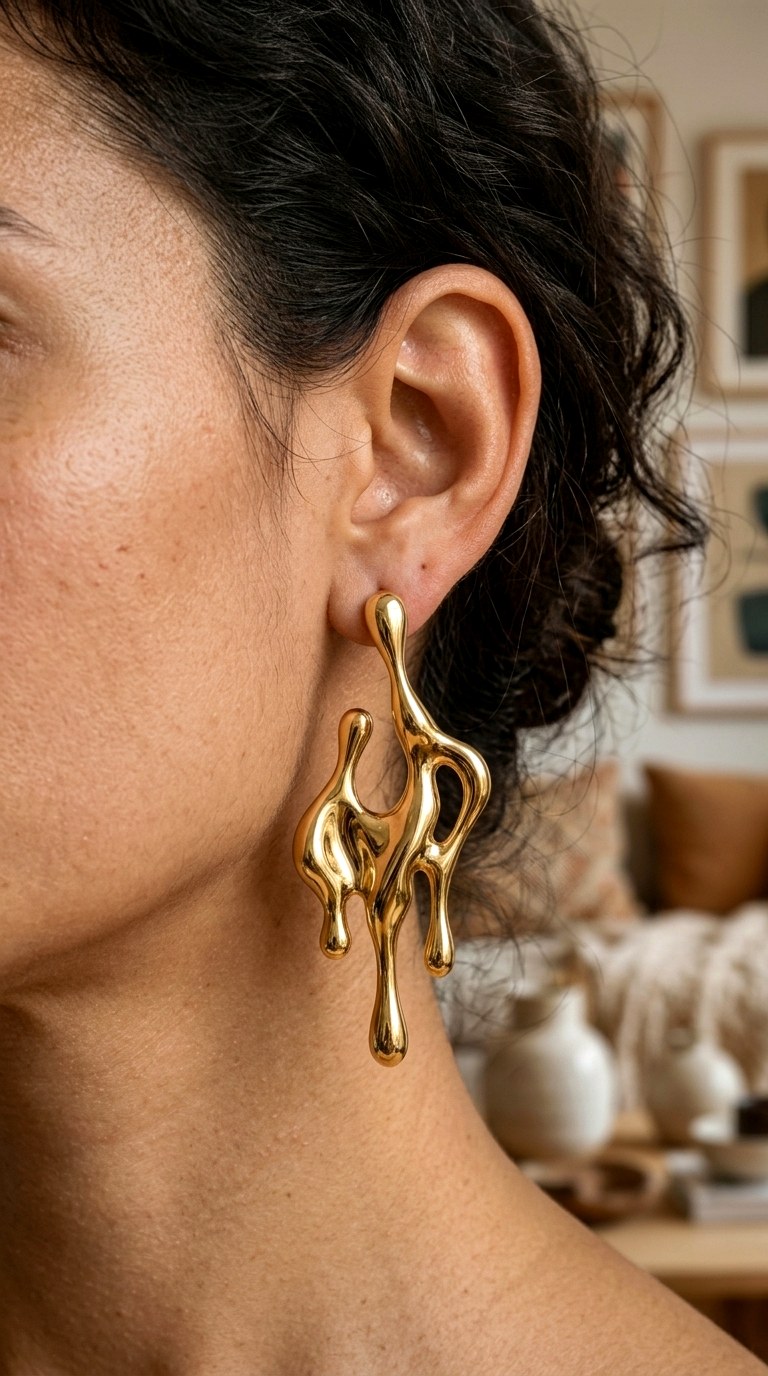 Sculptural Melted Metals - 20 trending earrings