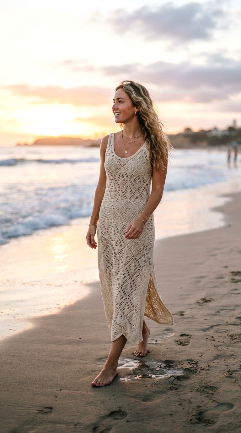 Seaside Inspired Knit Dress - 24 beach day outfit