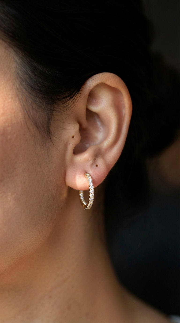 Select Huggies for Continuous Sparkle - 24 diamond earring stack